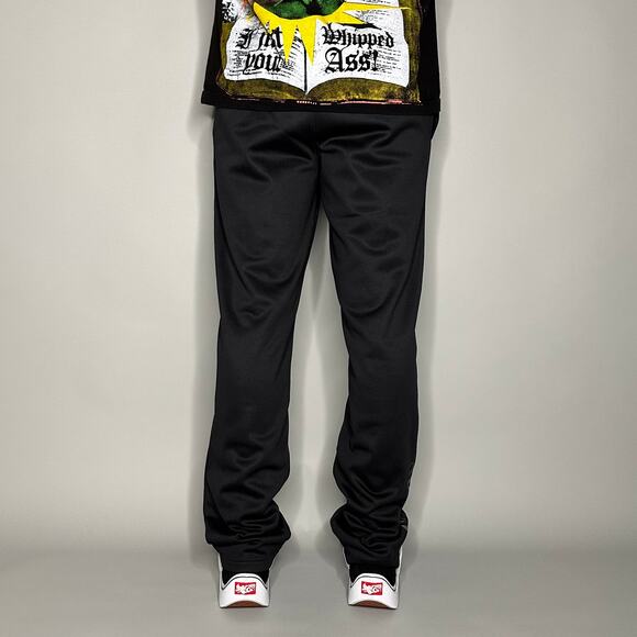 Vintage Y2K Reebok Sweatpants Mens S Baggy Wide Leg Fit Jet Black Grey Polyester - Picture 3 of 4